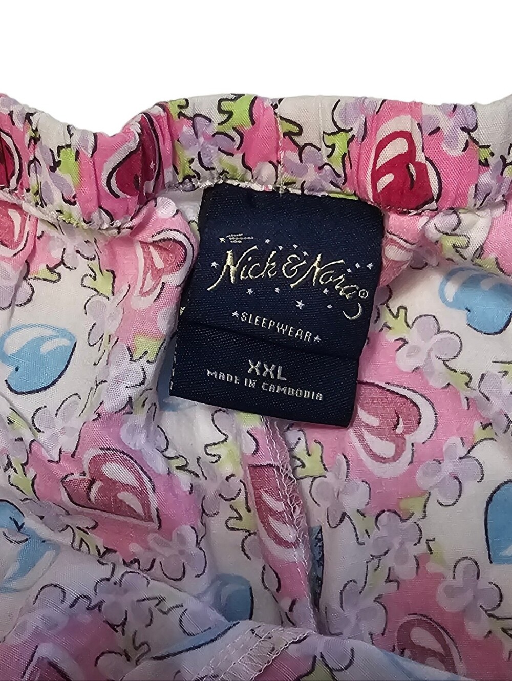 Nick & Nora Pajama Set Womens Size XXL 100% Cotton Hearts Multicolor Retro - Picture 8 of 12